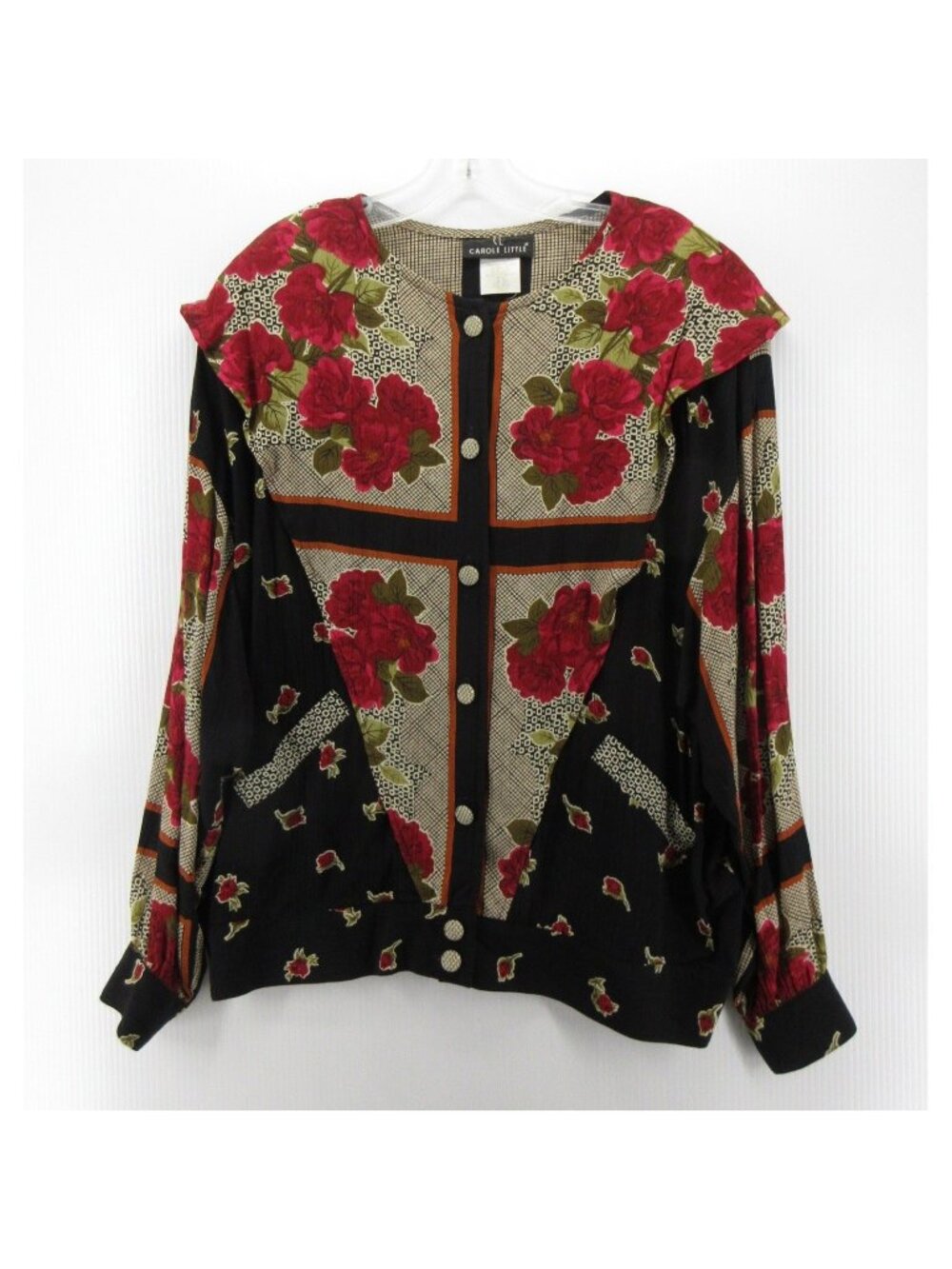 VINTAGE Carole Little Top 14 Blouse Floral Gauze Hippie 90s USA